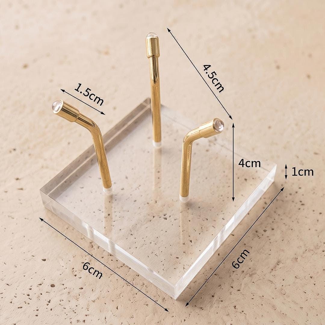 Mineral Display Stand with Acrylic Base, Three Metal Leg Crystal Holder, Slanted Specimen Pedestal for Spheres & Eggs, Unique Gift