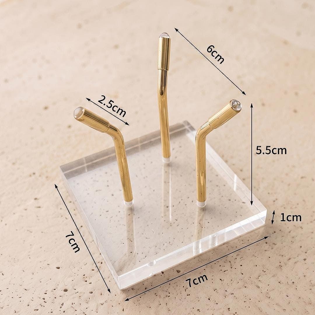 Mineral Display Stand with Acrylic Base, Three Metal Leg Crystal Holder, Slanted Specimen Pedestal for Spheres & Eggs, Unique Gift