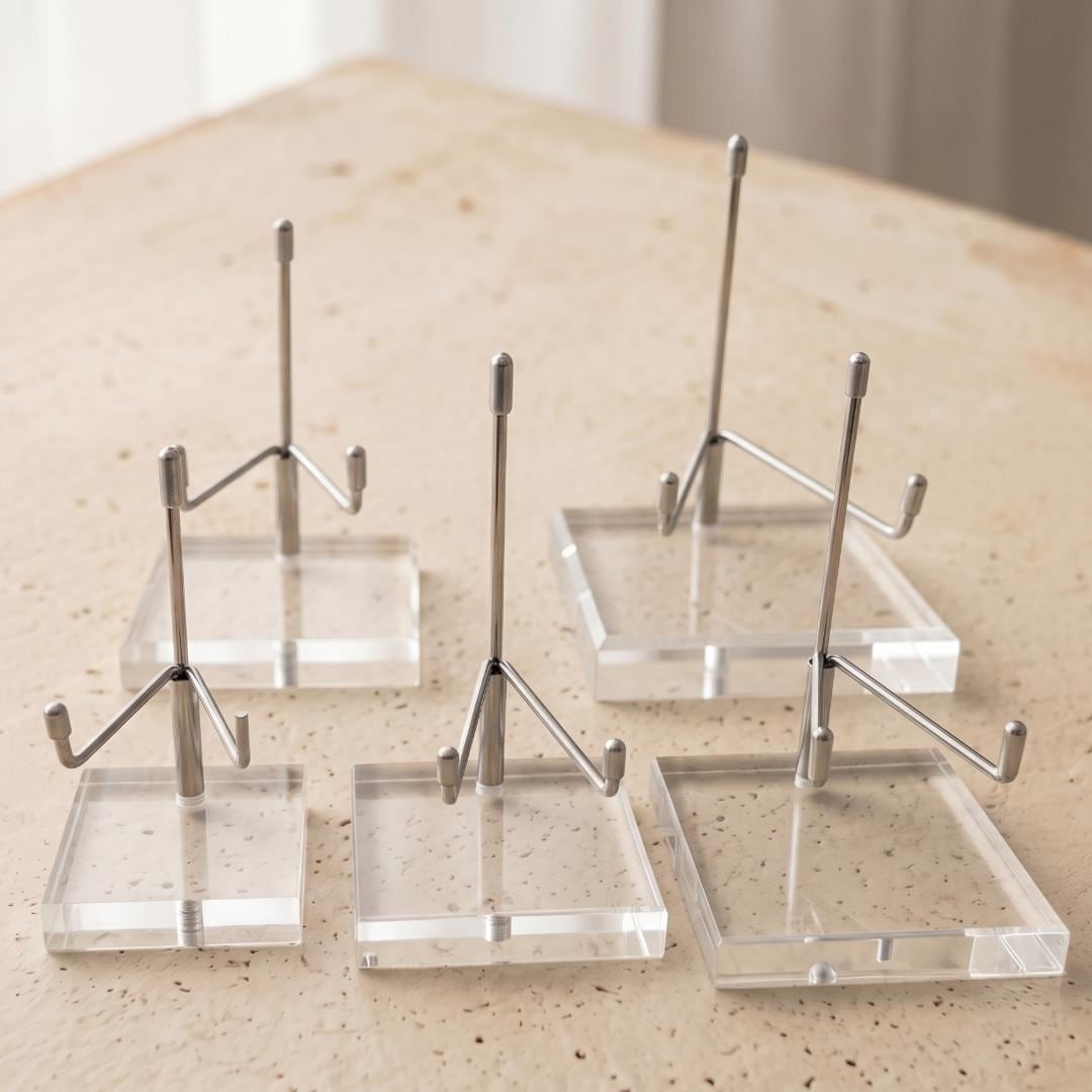 Adjustable Mineral Display Stand with Acrylic Base, Crystal Cluster Holder, Specimen Easel, Geode Slice Support, Unique Crystal Gift