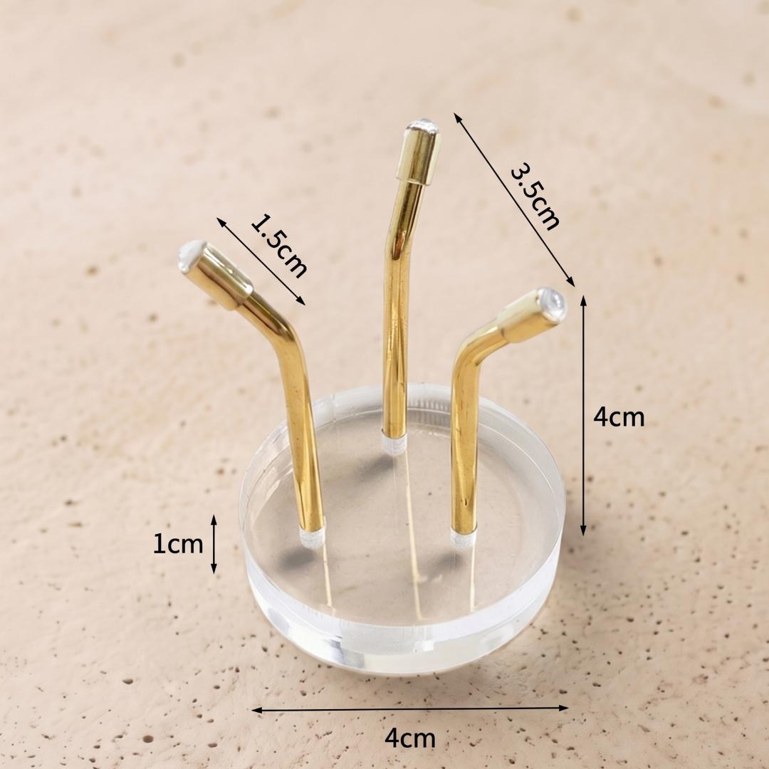 Three Metal Leg Mineral Display Stand with Acrylic Base, Slanted Crystal Pedestal Holder for Spheres & Eggs, Unique Rockhound Gift Box