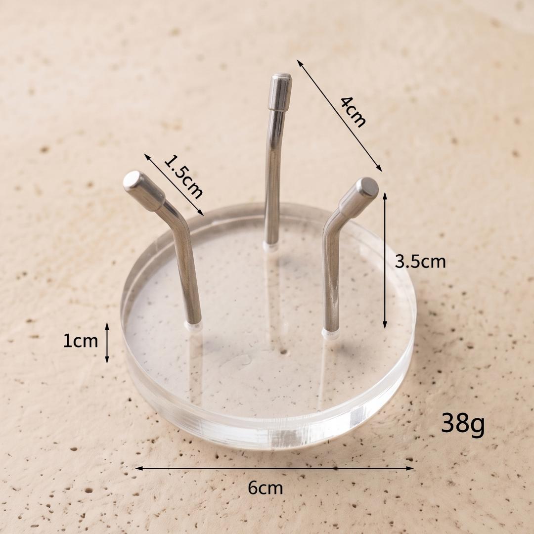 Three Metal Leg Mineral Display Stand with Acrylic Base, Slanted Crystal Pedestal Holder for Spheres & Eggs, Unique Rockhound Gift Box