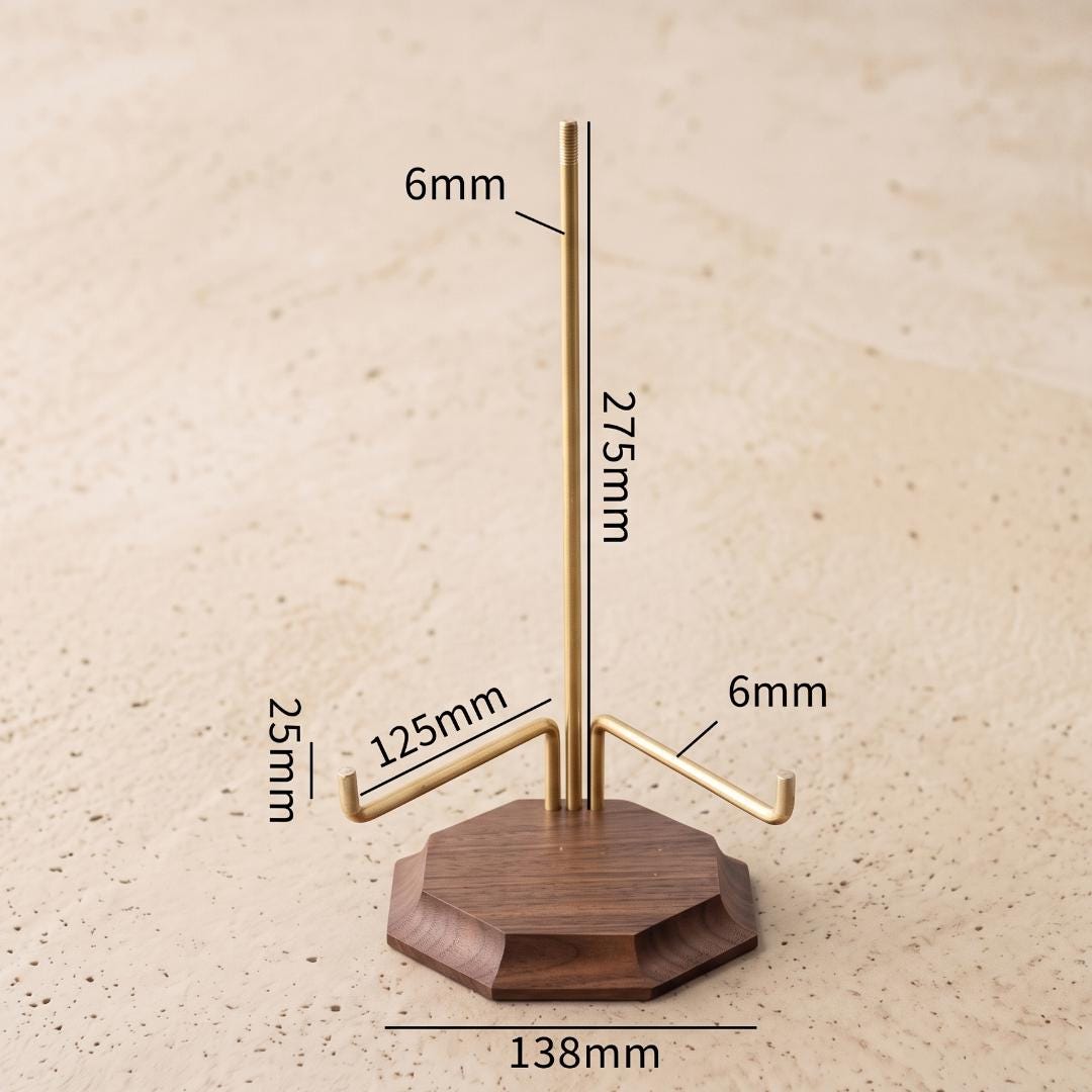 Handmade Walnut Plate Stand, Brass Metal Easel for Fossils & Large Geodes, Decorative Dish Holder, Tabletop Sign Holder Photography Props