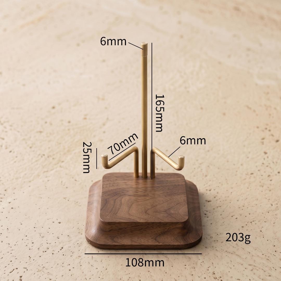 Handmade Walnut Plate Stand, Brass Metal Easel for Fossils & Large Geodes, Decorative Dish Holder, Tabletop Sign Holder Photography Props