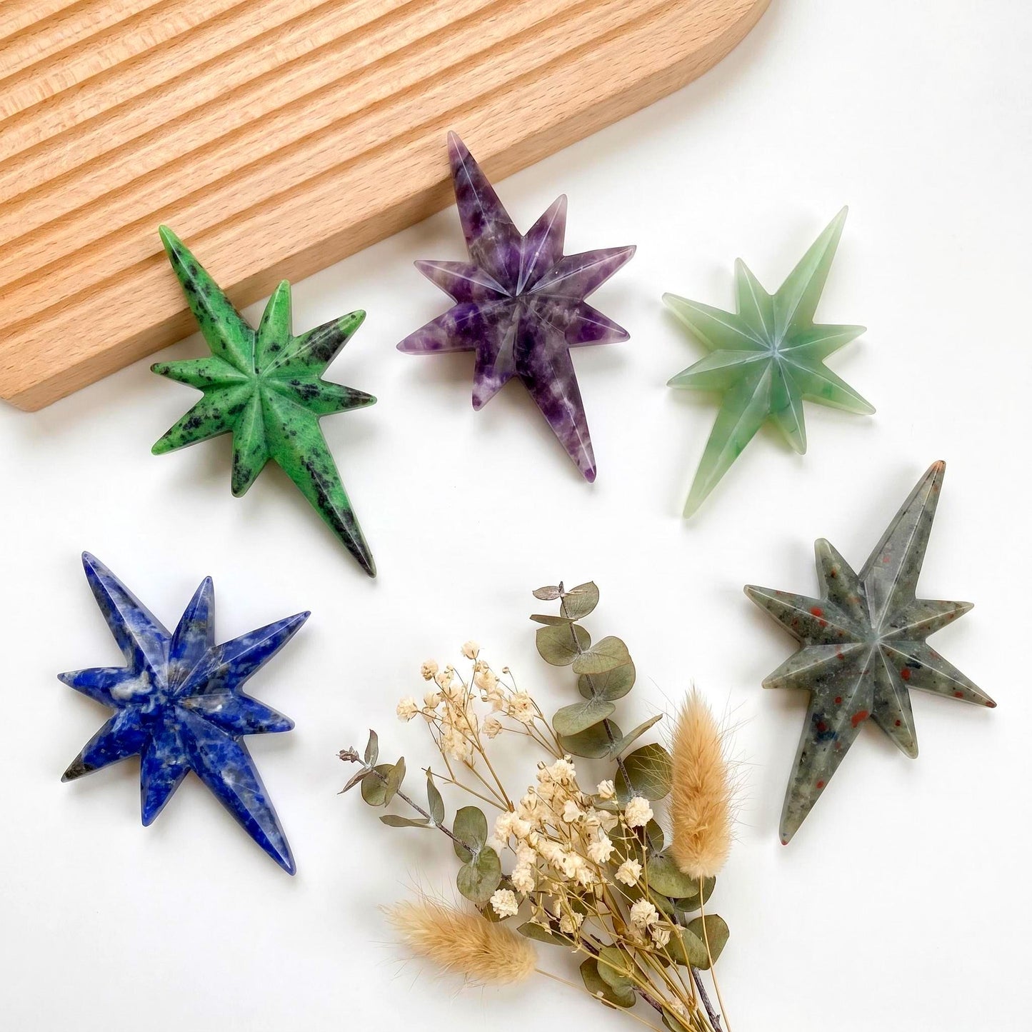 Natural Crystal North Star Ornament, Gemstone Star Decor, Desk Display, Spiritual Gift, Healing Crystal Home Decor