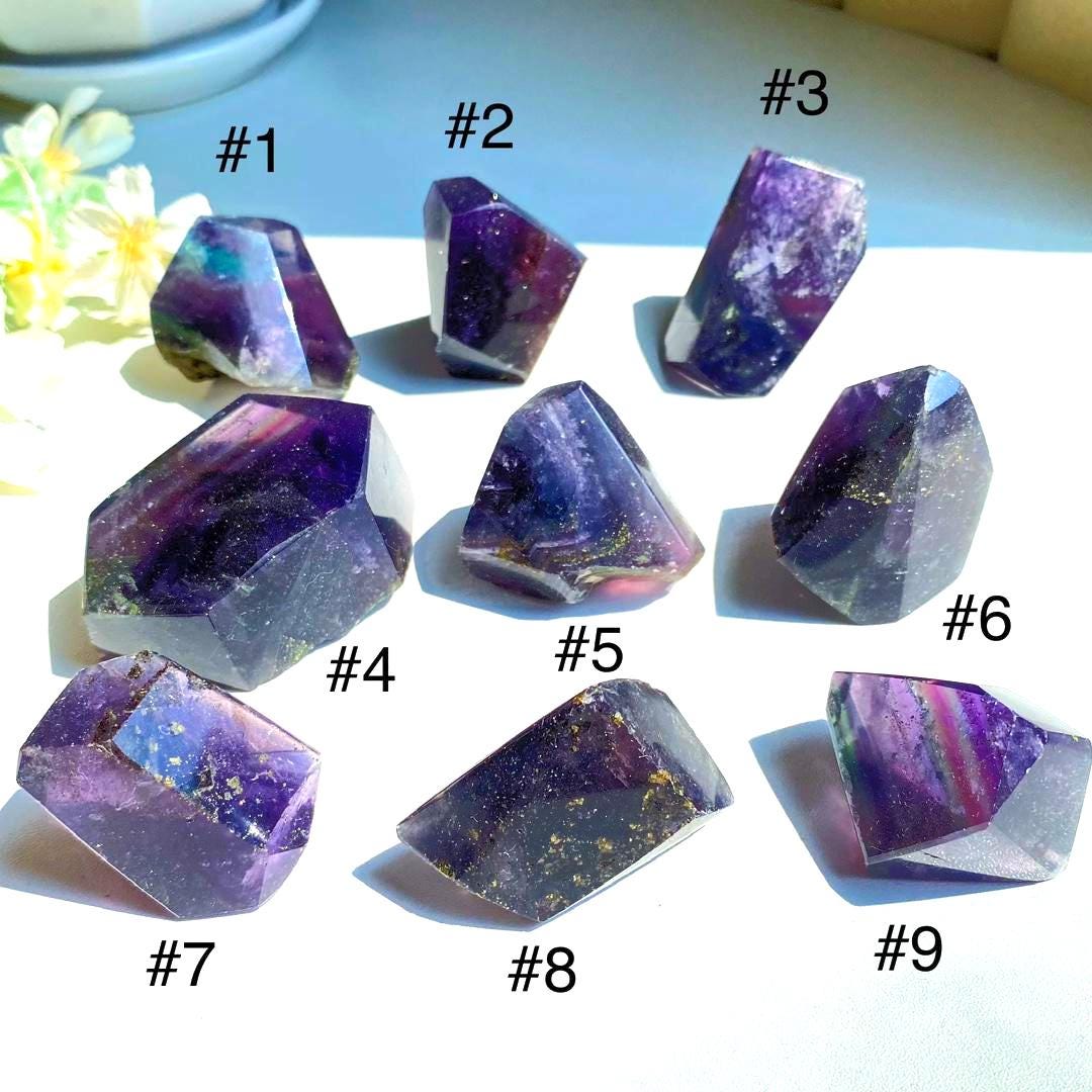 Fluorite with Pyrite Freeform, Natural Crystal Mineral Specimen, Polished Stone Display, Colorful Collector Piece, Unique Gift