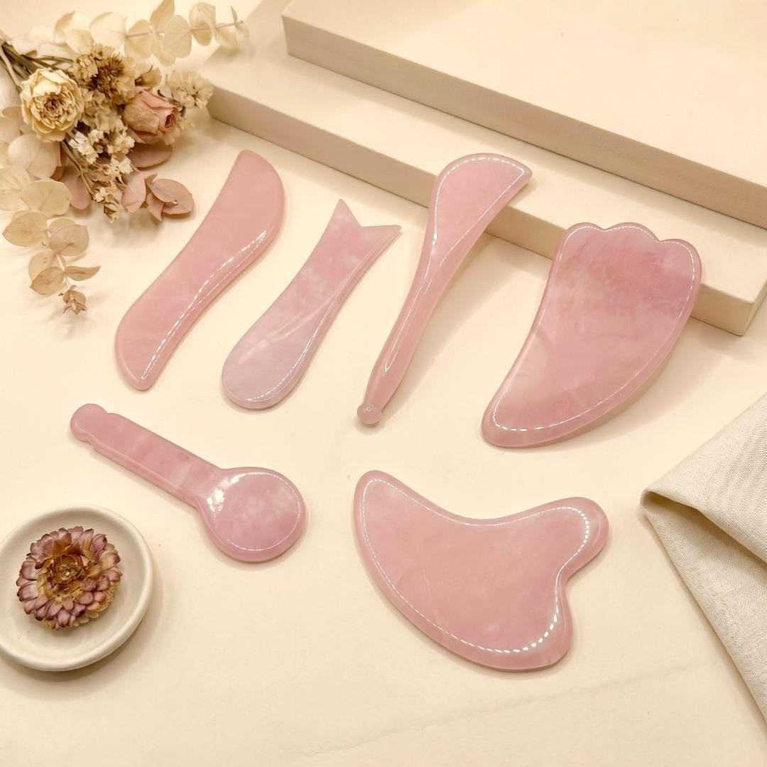 Natural Rose Quartz Gua Sha Tool, Facial Body Massage Crystal Tool, Skin Care Relaxing Massage, Self Care Face Sculpting Tool, Unique Gift