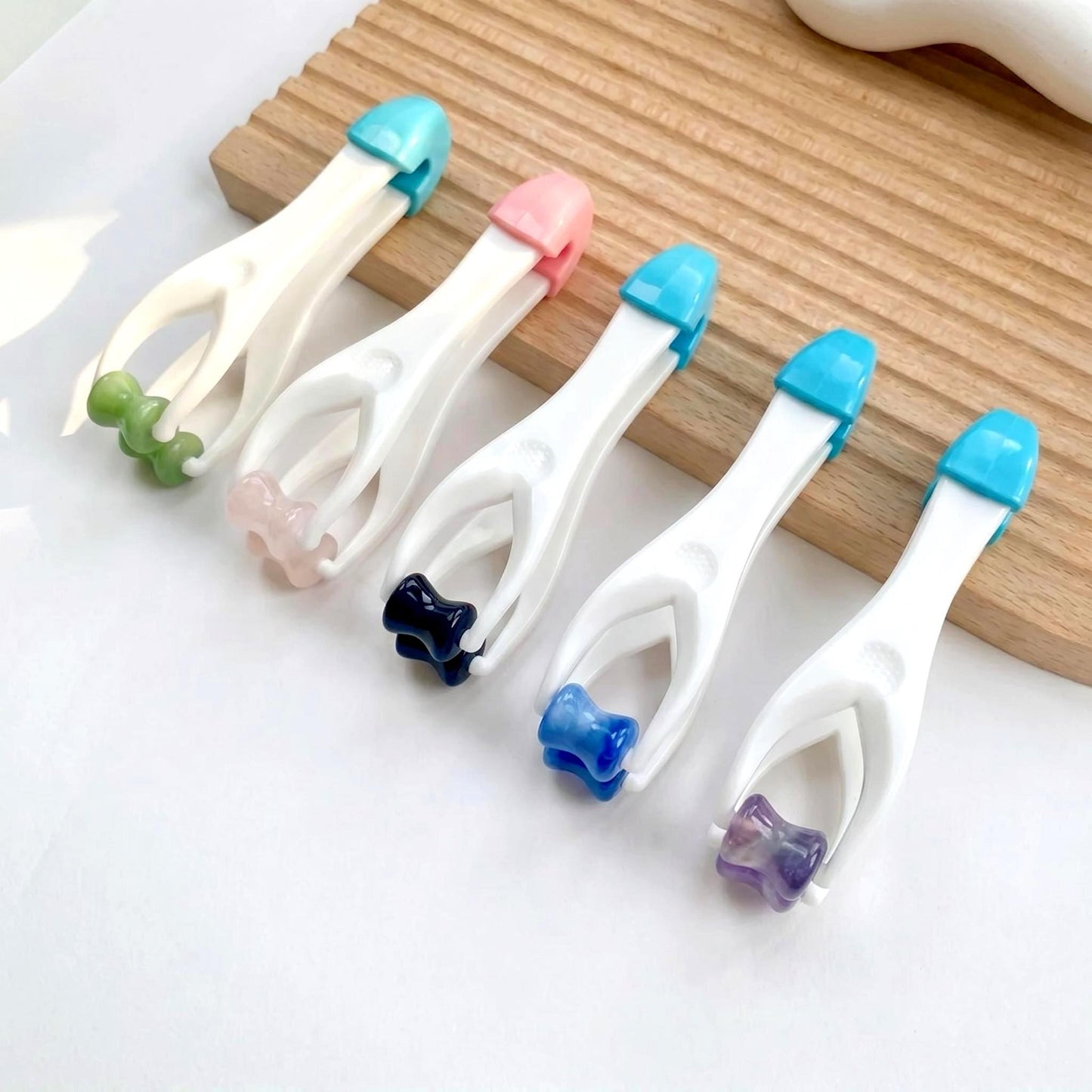 Jade Crystal Finger Roller, Relaxing Hand Massager, Pocket Self Care Gift, Natural Gemstone Fidget Tool for Gamers