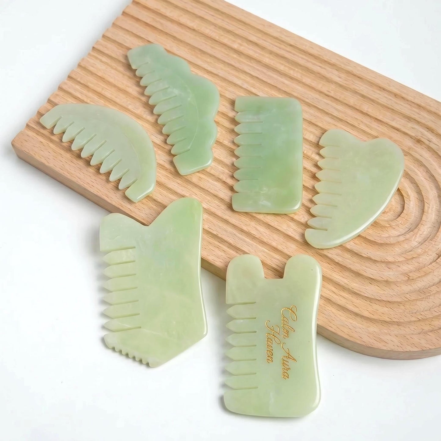 Natural Jade Pocket Comb, Crystal Scalp Massage Hairbrush, Gua Sha Hair Tool, Unique Gemstone Comb, Self Care Gift