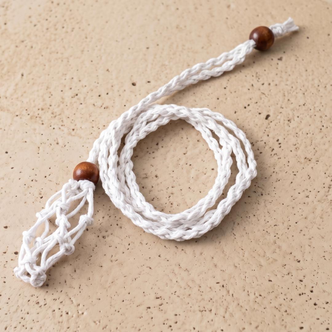 Adjustable Necklace Cord Empty Stone Holder, Large Crystal Cage Cord for Quartz Raw Gemstone, Woven Interchangeable Pendant Necklace Rope