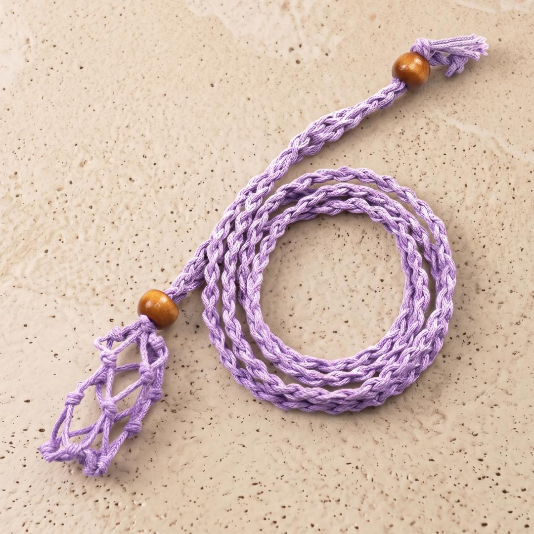 Adjustable Necklace Cord Empty Stone Holder, Large Crystal Cage Cord for Quartz Raw Gemstone, Woven Interchangeable Pendant Necklace Rope
