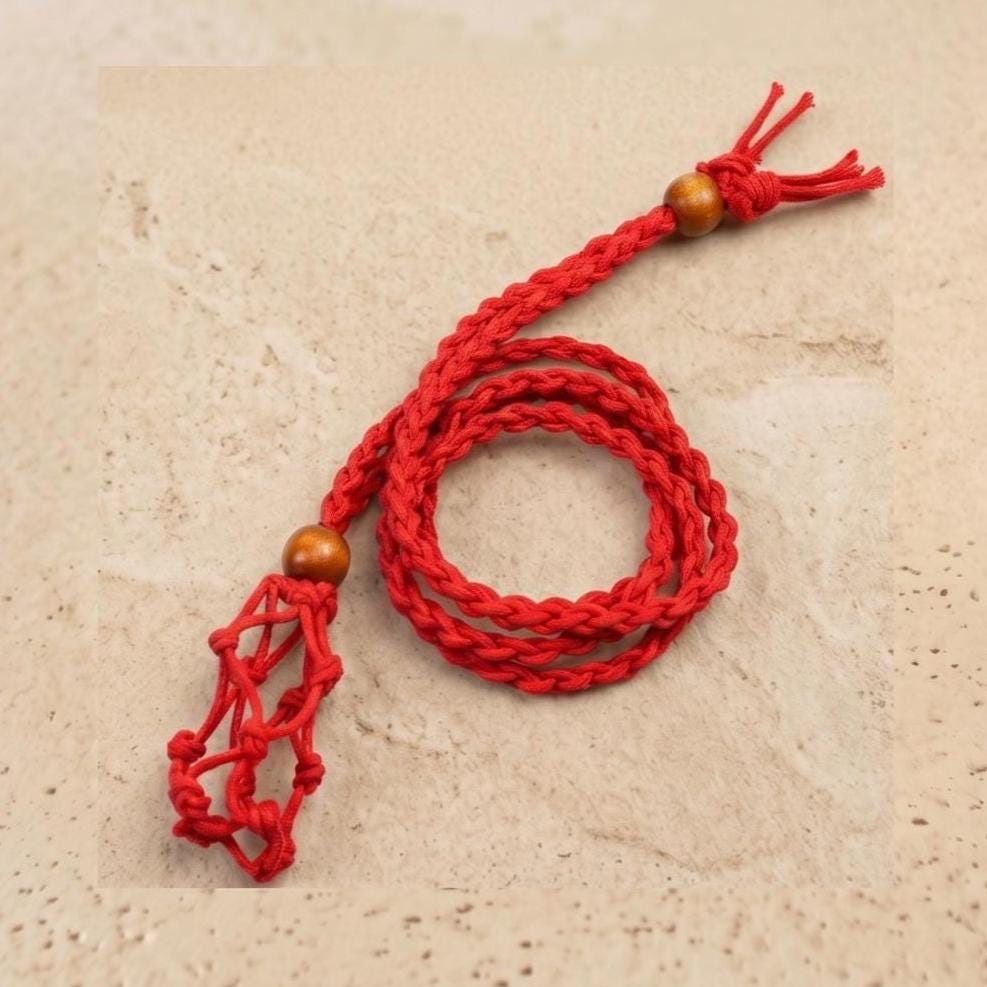 Adjustable Necklace Cord Empty Stone Holder, Large Crystal Cage Cord for Quartz Raw Gemstone, Woven Interchangeable Pendant Necklace Rope