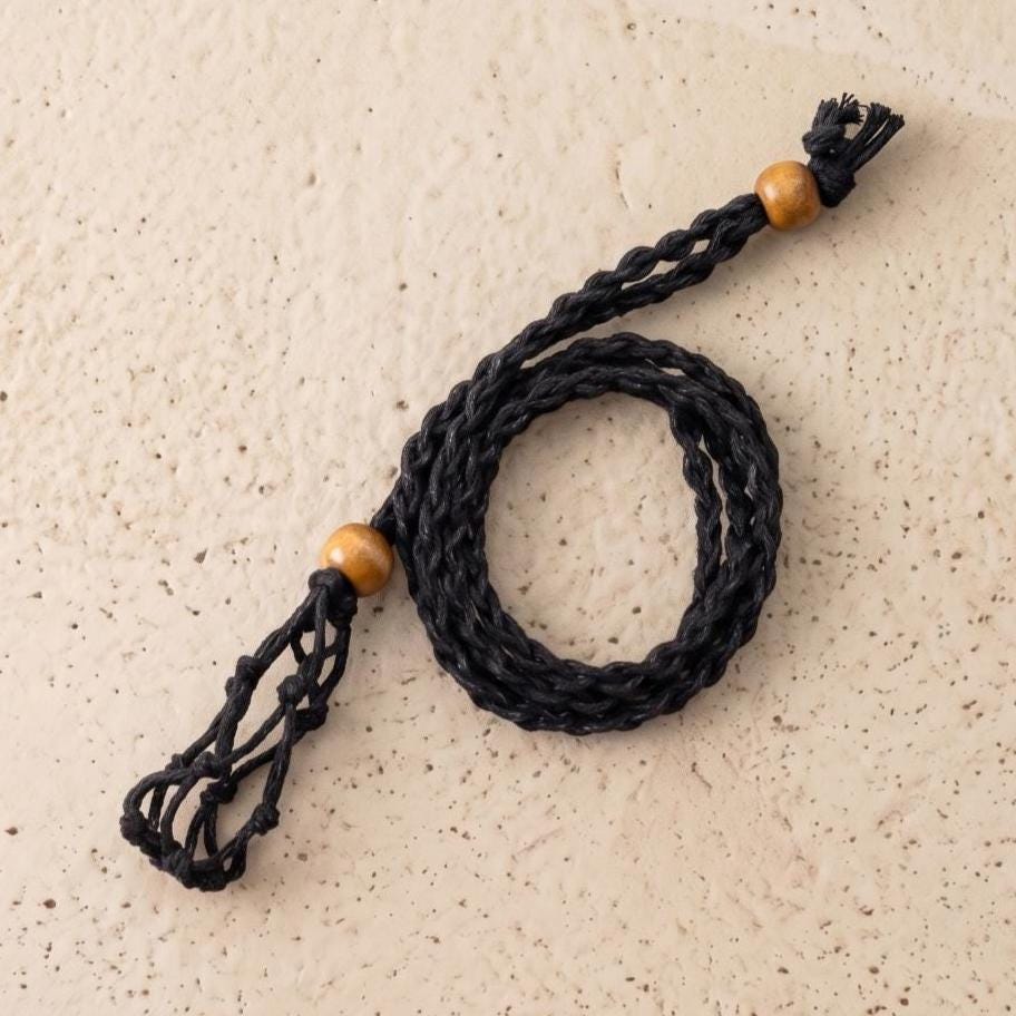 Adjustable Necklace Cord Empty Stone Holder, Large Crystal Cage Cord for Quartz Raw Gemstone, Woven Interchangeable Pendant Necklace Rope
