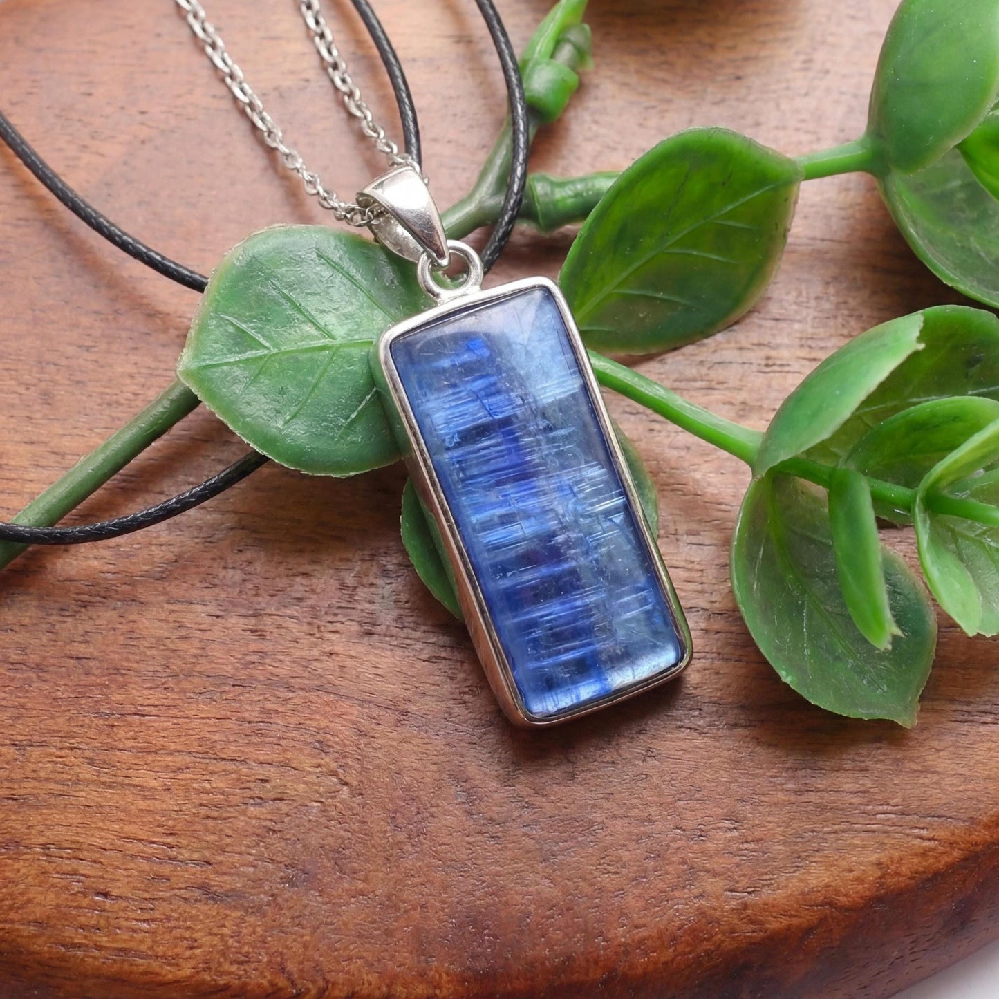 Natural Blue Kyanite Necklace, S925 Sterling Silver Zen Pendant, Healing Crystal Jewelry for Her, Minimalist Gemstone, Unique Gift