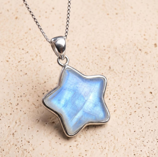 925 Sterling Silver Moonstone Necklace, Star Moon Heart Teardrop Pendant, June Birthstone Crystal Jewelry, Celestial Gift for Her