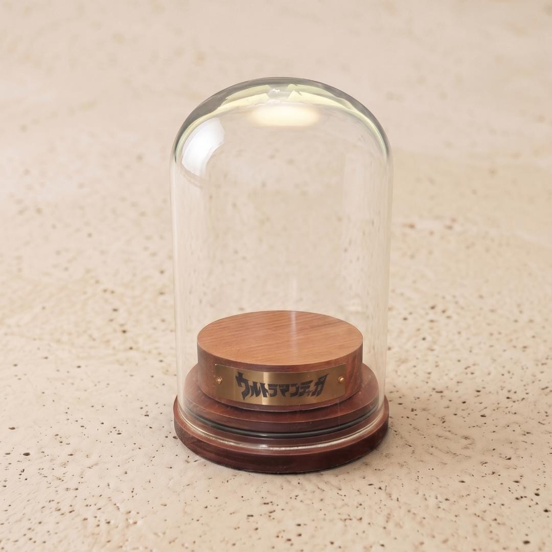 Custom Glass Cloche Dome with Wooden Base, Personalized Nameplate Display Case for Crystals Mineral Specimen, Preserved Flower Gift Stand