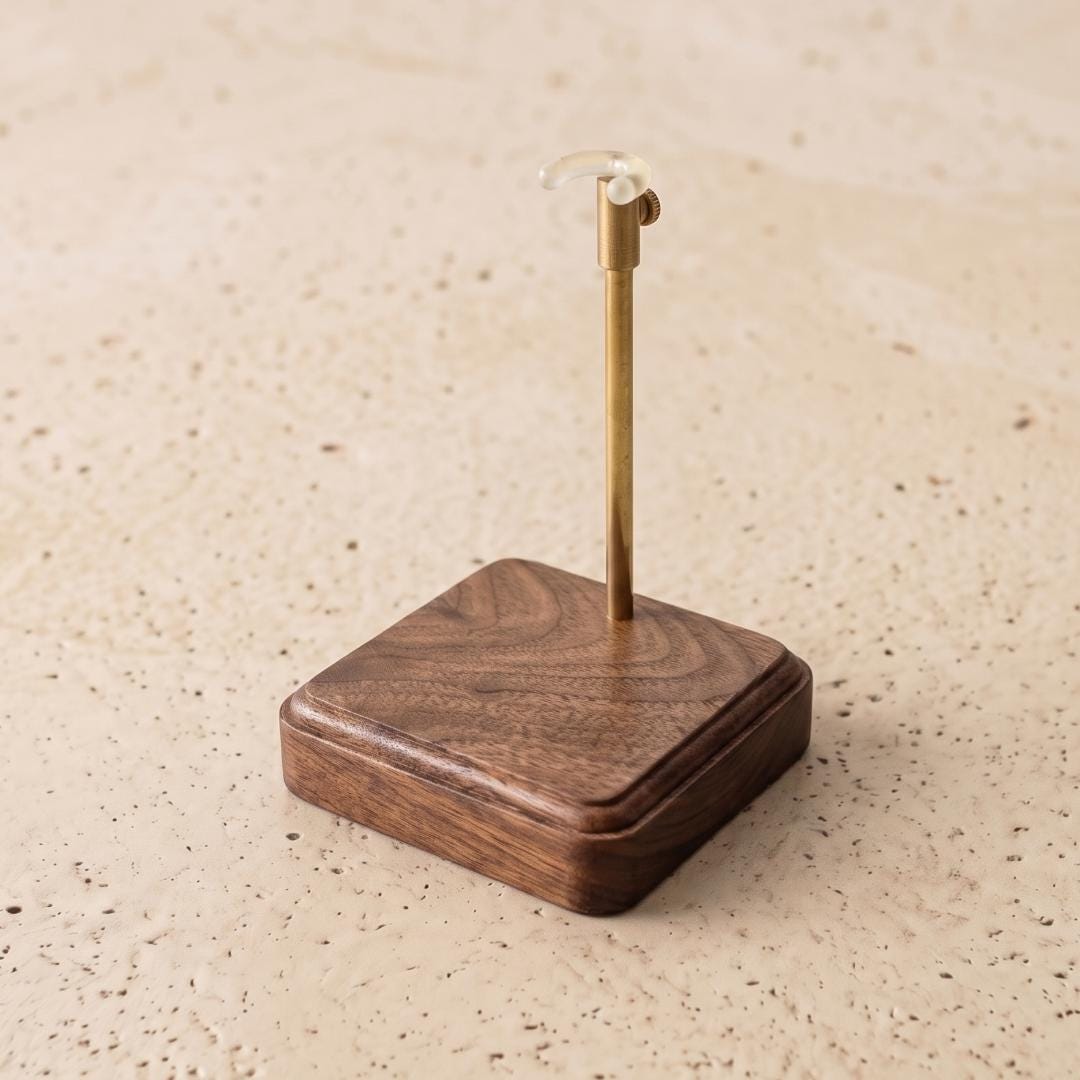 Luxury Brass Metal Doll Stand, Walnut Wood Base Show Stand, Telescoping Adjustable Holder for Art Dolls, Heavy Figurine Base