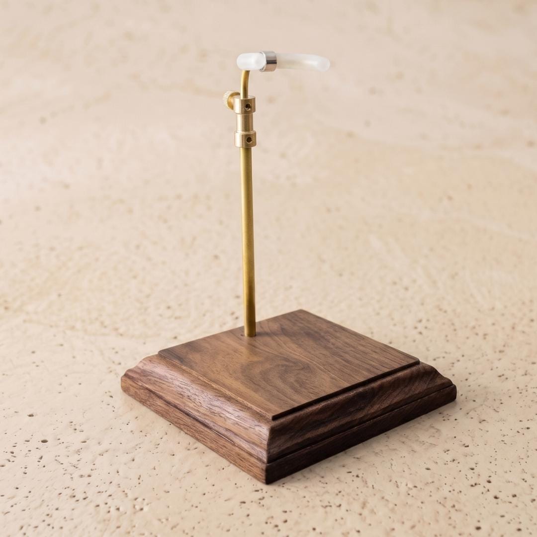 Luxury Brass Metal Doll Stand, Walnut Wood Base Show Stand, Telescoping Adjustable Holder for Art Dolls, Heavy Figurine Base