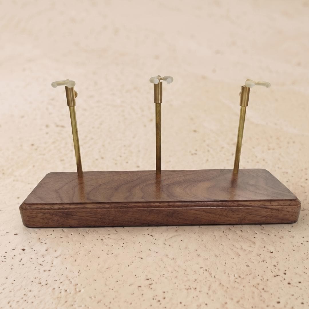 Luxury Brass Metal Doll Stand, Walnut Wood Base Show Stand, Telescoping Adjustable Holder for Art Dolls, Heavy Figurine Base