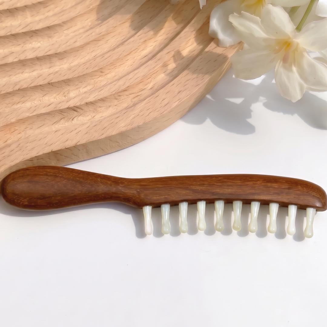 Handmade Jade Massage Comb for Scalp Care, Gua Sha Tool, Luxury Party Favors for Guests, Self Care Kit Accessory, Birthday Gift