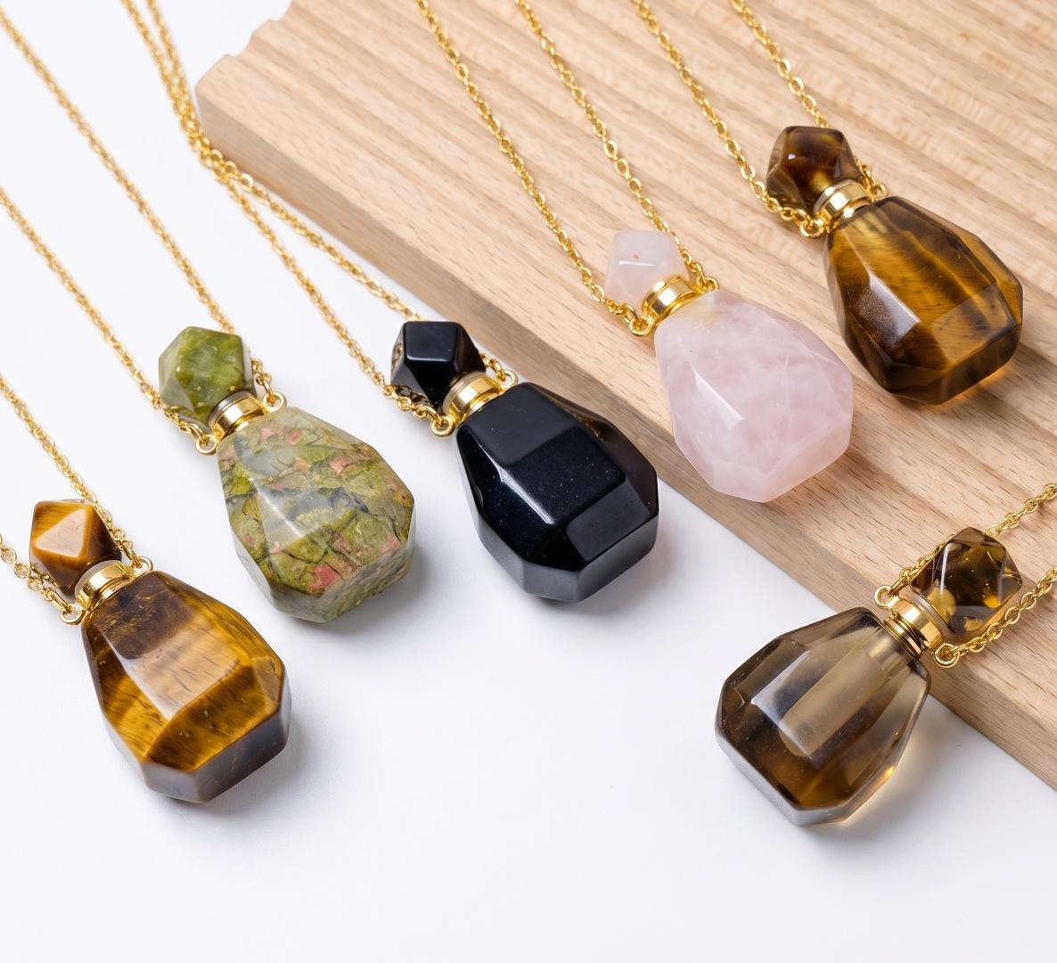 Personalized Crystal Perfume Bottle Pendant, Gemstone Essential Oil Vial Keychain with Tassel, Pocket Fragrance Vial, Birthday Gift