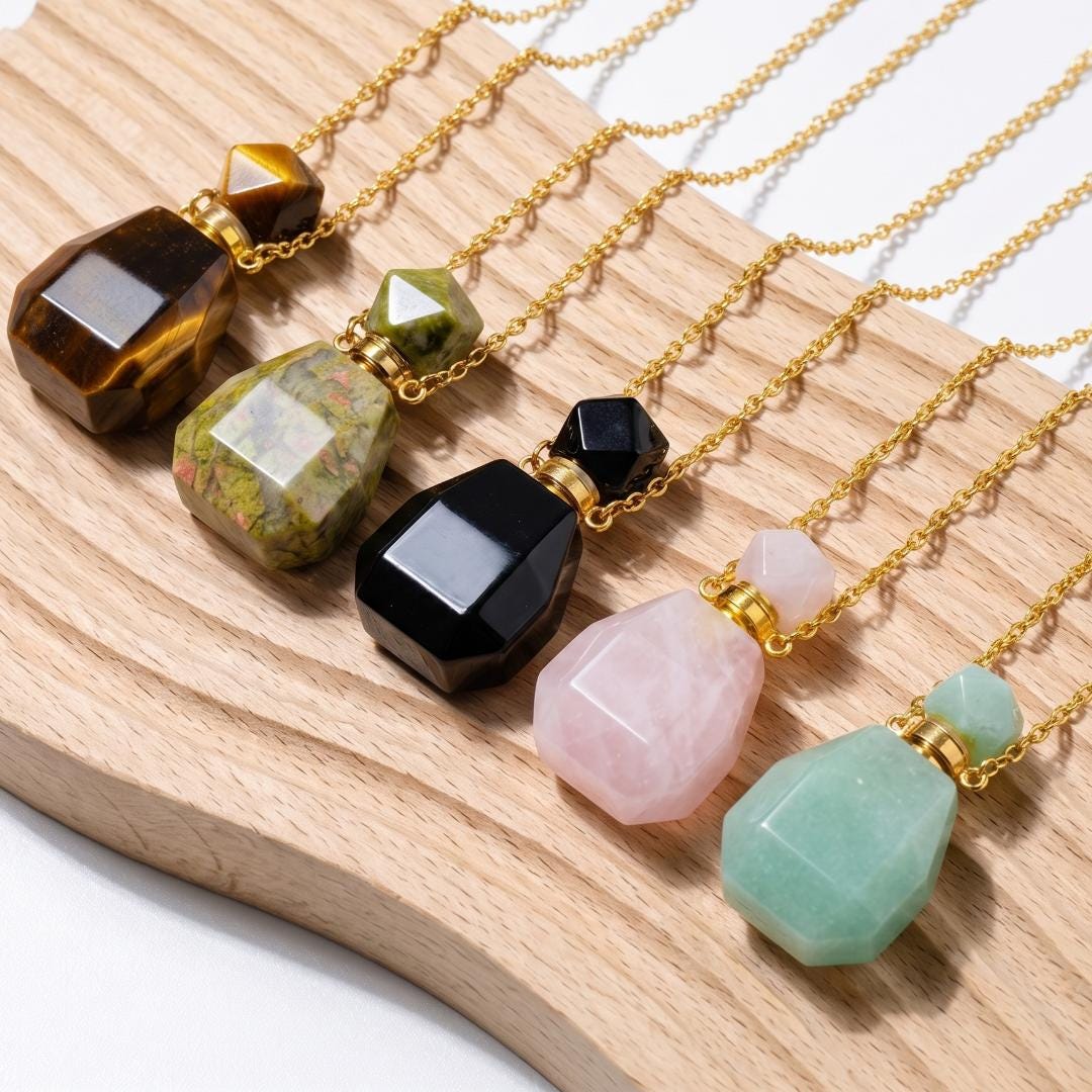 Personalized Crystal Perfume Bottle Pendant, Gemstone Essential Oil Vial Keychain with Tassel, Pocket Fragrance Vial, Birthday Gift