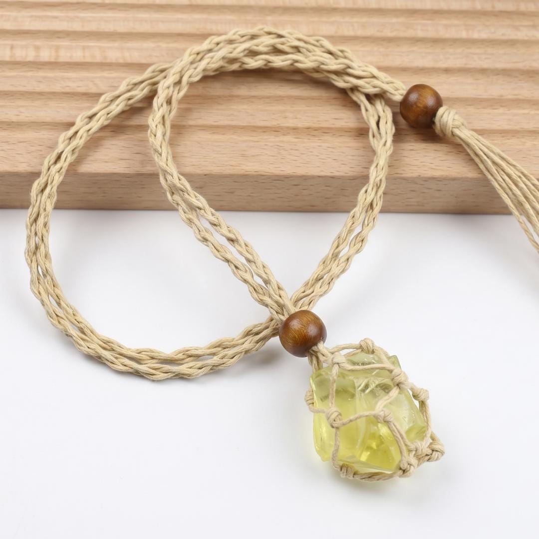 Adjustable Necklace Cord Empty Stone Holder, Interchangeable Crystal Cage Pendant, Net Pocket Gemstone Cord, Unique Jewelry Making Gift