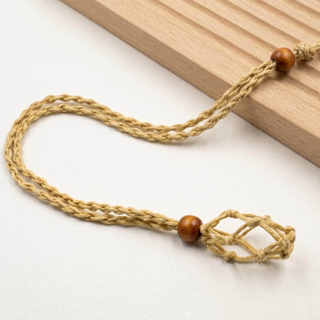 Adjustable Necklace Cord Empty Stone Holder, Interchangeable Crystal Cage Pendant, Net Pocket Gemstone Cord, Unique Jewelry Making Gift