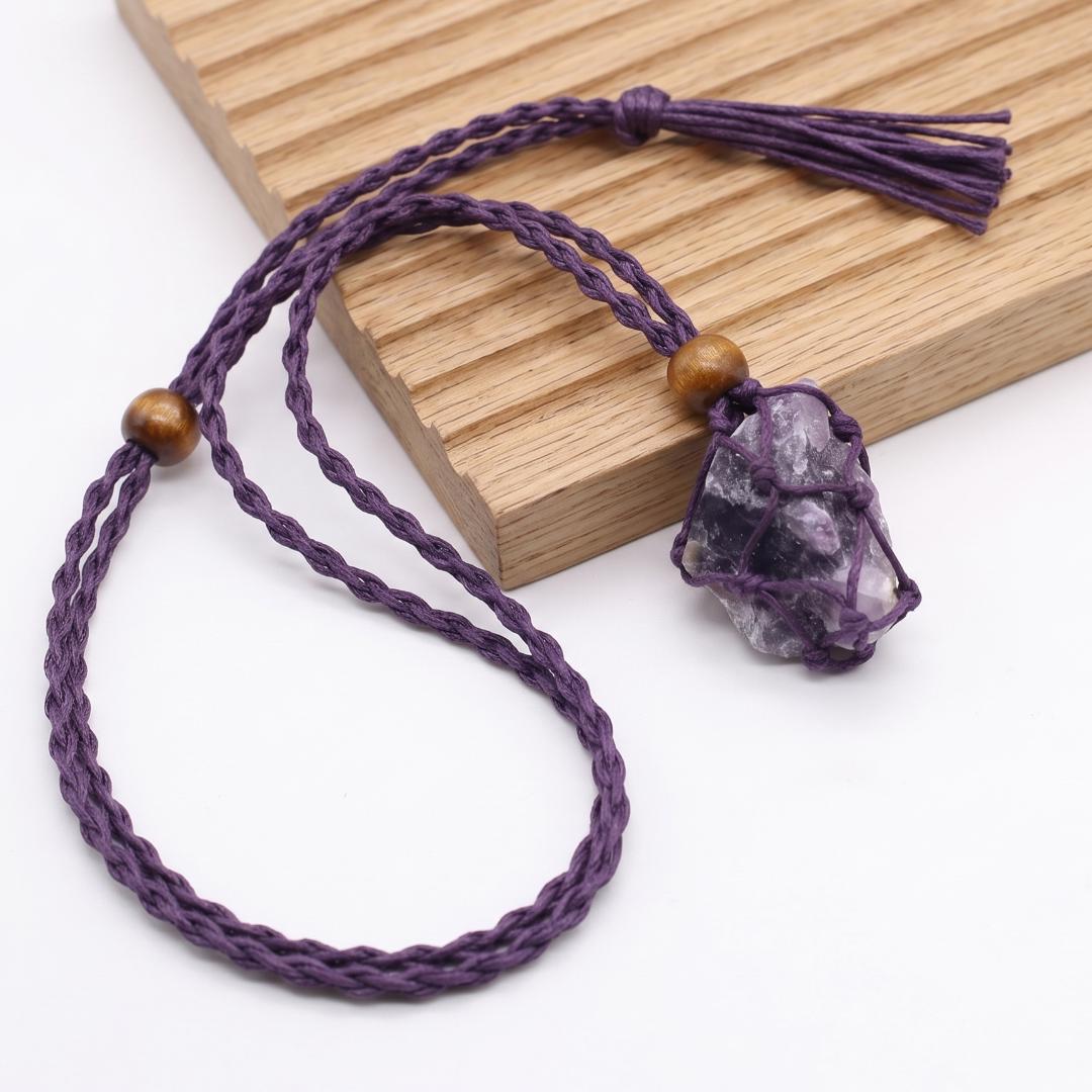 Adjustable Necklace Cord Empty Stone Holder, Interchangeable Crystal Cage Pendant, Net Pocket Gemstone Cord, Unique Jewelry Making Gift