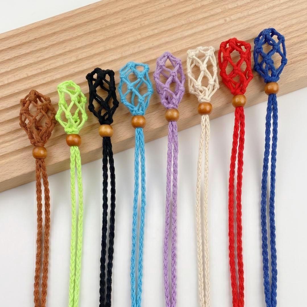 Adjustable Necklace Cord Empty Stone Holder, Interchangeable Crystal Cage Pendant, Net Pocket Gemstone Cord, Unique Jewelry Making Gift