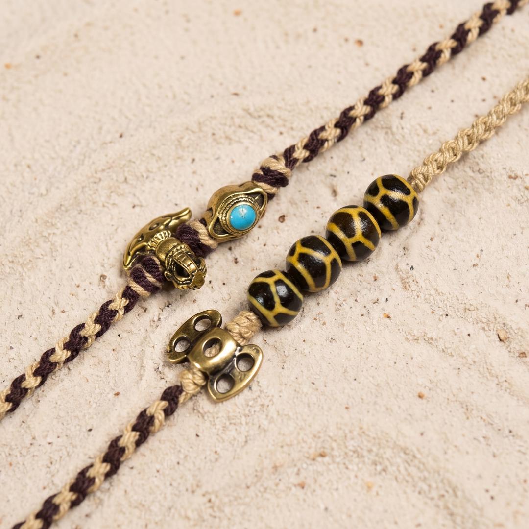 Tibetan Eye Dzi Bead Pendant Necklace, Genuine Natural Agate Amulet Stone Jewelry, Handwoven Braided Cord Talisman, Gift for Him Her