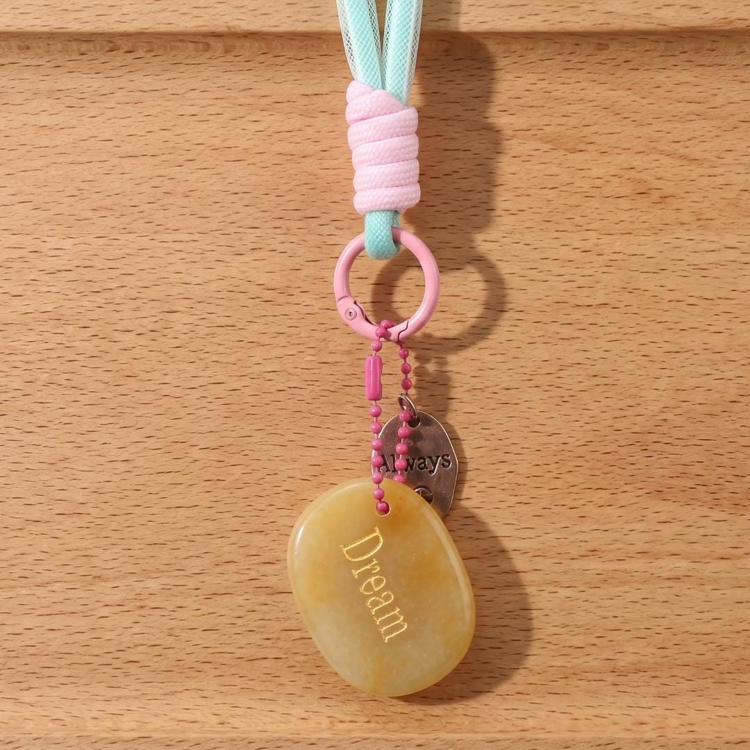 Mindfulness Crystal Blind Box, Personalized Worry Stone Bag Charm, Custom Engraved Disc Keychain, Mystery Phone Purse Accessory Token Gift