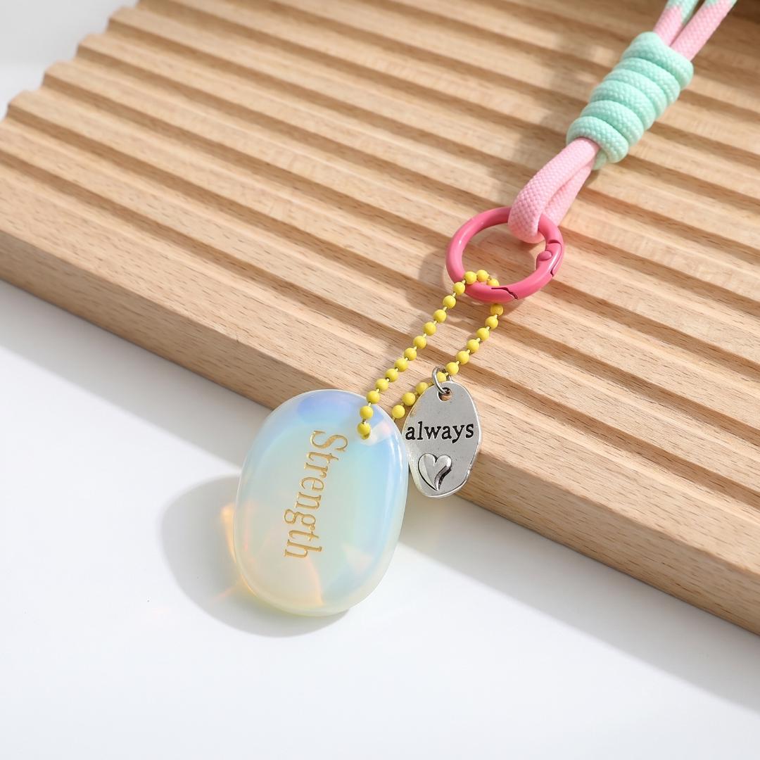 Mindfulness Crystal Blind Box, Personalized Worry Stone Bag Charm, Custom Engraved Disc Keychain, Mystery Phone Purse Accessory Token Gift