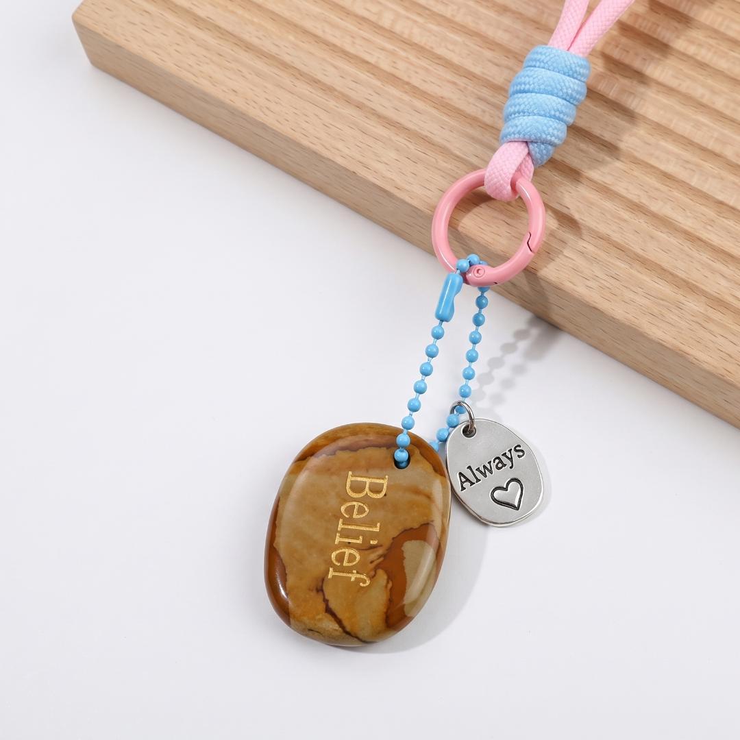 Mindfulness Crystal Blind Box, Personalized Worry Stone Bag Charm, Custom Engraved Disc Keychain, Mystery Phone Purse Accessory Token Gift