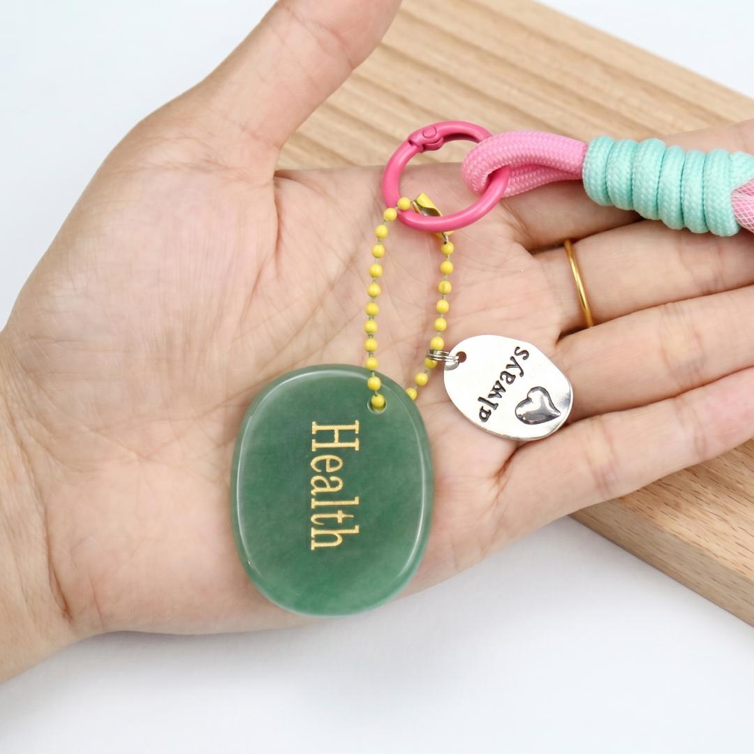 Mindfulness Crystal Blind Box, Personalized Worry Stone Bag Charm, Custom Engraved Disc Keychain, Mystery Phone Purse Accessory Token Gift