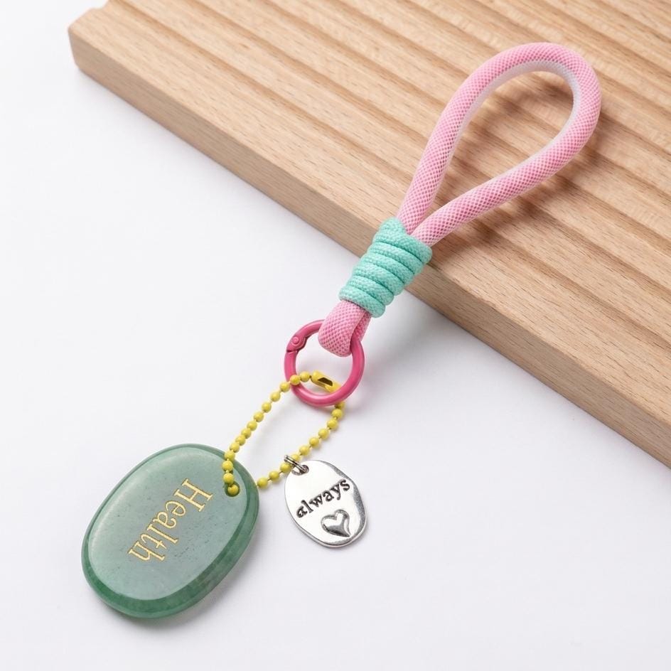 Mindfulness Crystal Blind Box, Personalized Worry Stone Bag Charm, Custom Engraved Disc Keychain, Mystery Phone Purse Accessory Token Gift