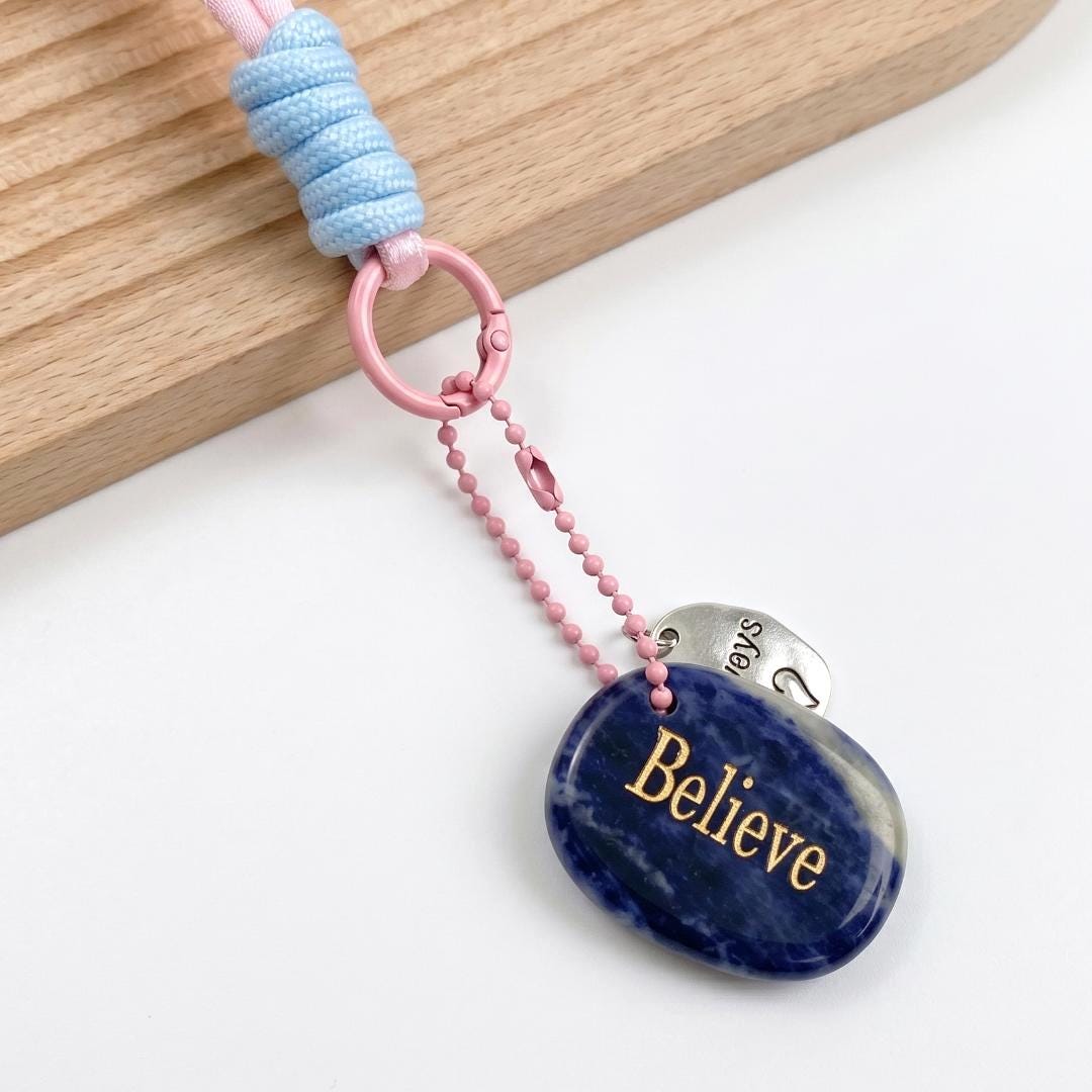 Mindfulness Crystal Blind Box, Personalized Worry Stone Bag Charm, Custom Engraved Disc Keychain, Mystery Phone Purse Accessory Token Gift