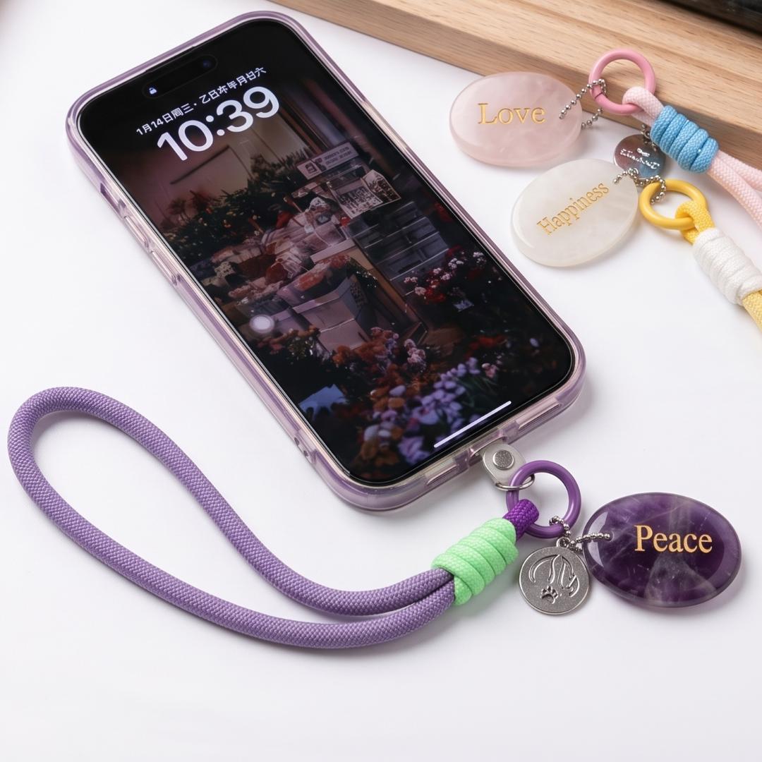 Mindfulness Crystal Blind Box, Personalized Worry Stone Bag Charm, Custom Engraved Disc Keychain, Mystery Phone Purse Accessory Token Gift