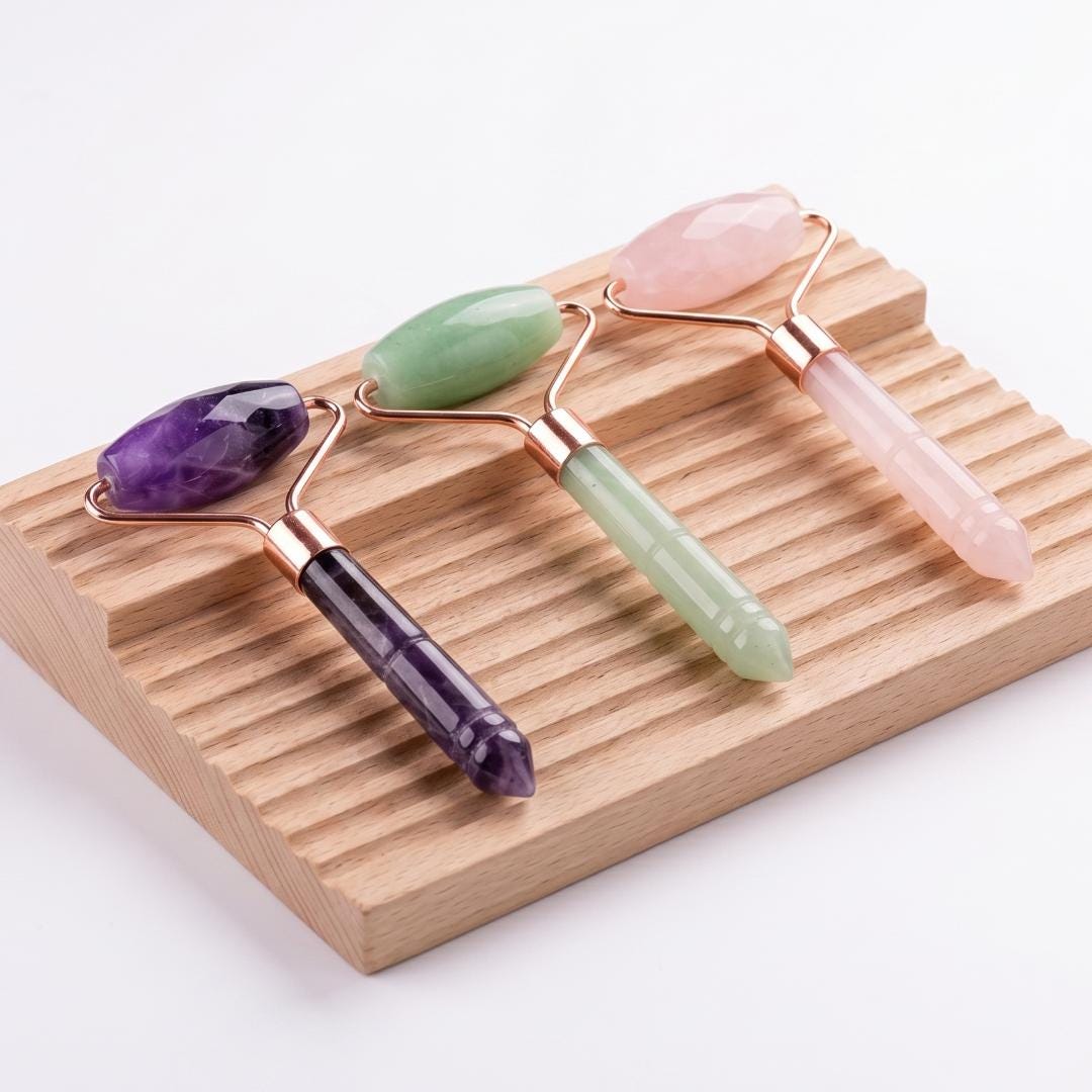 Natural Gemstone Face Roller, Crystal Acupressure Stick, Quartz Skincare Massager, Gua Sha Facial Beauty Tool, Aesthetic Self Care Gift