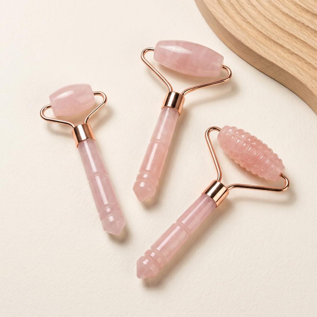 Natural Gemstone Face Roller, Crystal Acupressure Stick, Quartz Skincare Massager, Gua Sha Facial Beauty Tool, Aesthetic Self Care Gift