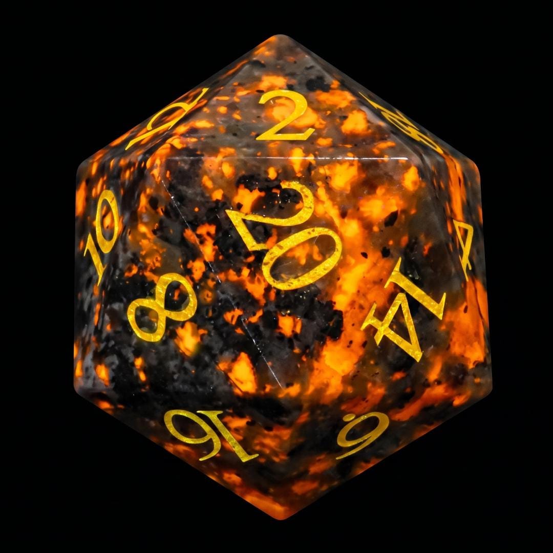 Yooperlite Stone DND Dice Set, UV Reactive Glowing Lava Stone Polyhedral Dice 7pcs, Flourescent Sodalite RPG Game Dice, Dungeon Master Gift