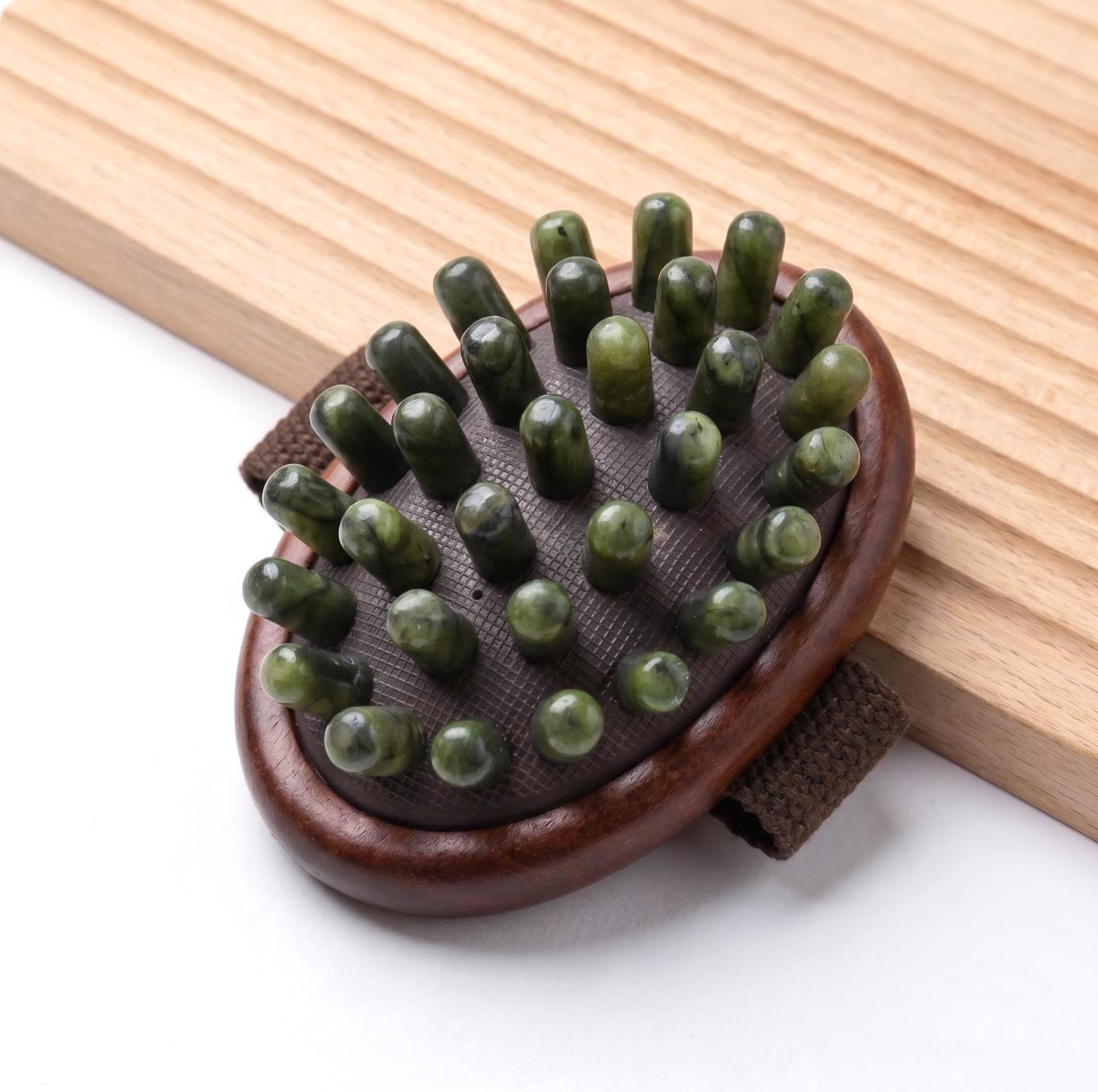 Natrual Jade & Beechwood Scalp Massager Comb, Xiuyu Jade Hair Brush, Jade Comb for Relaxation Stress Relief Tool, Bridesmaid Gift