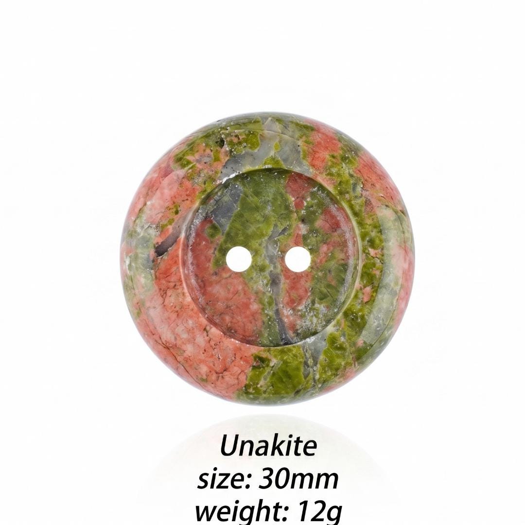 Natural Gemstone Button Charm, Double Hole Smooth Round Disc Connectors, Loose Crystal Buttons for Sewing Jewelry Making, Gift for Crafters