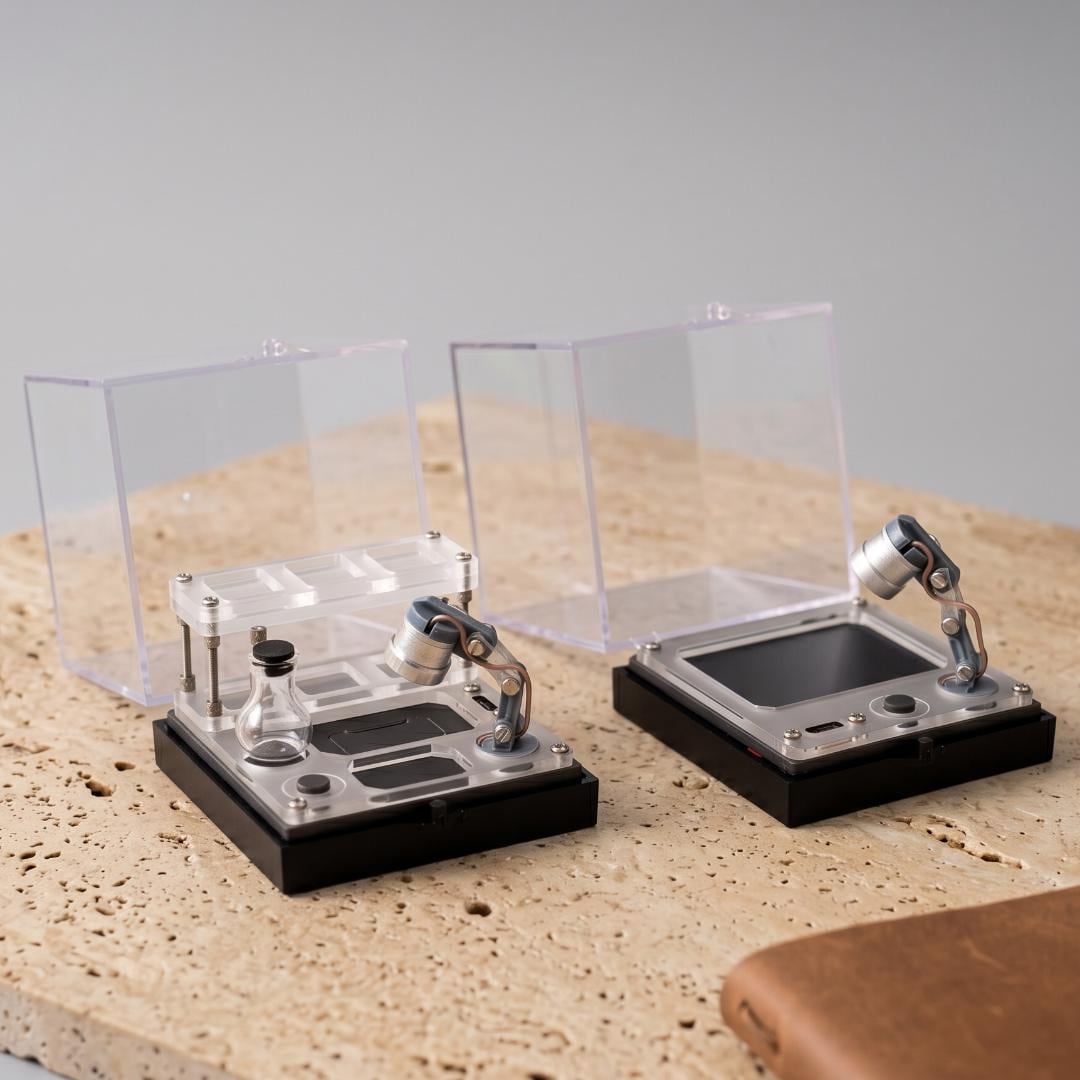 UV Light Fluorescent Mineral Display Case, Acrylic Tiered Crystal Storage Box, Light up Specimen Showcase, Desk Organiser Geologist Gift
