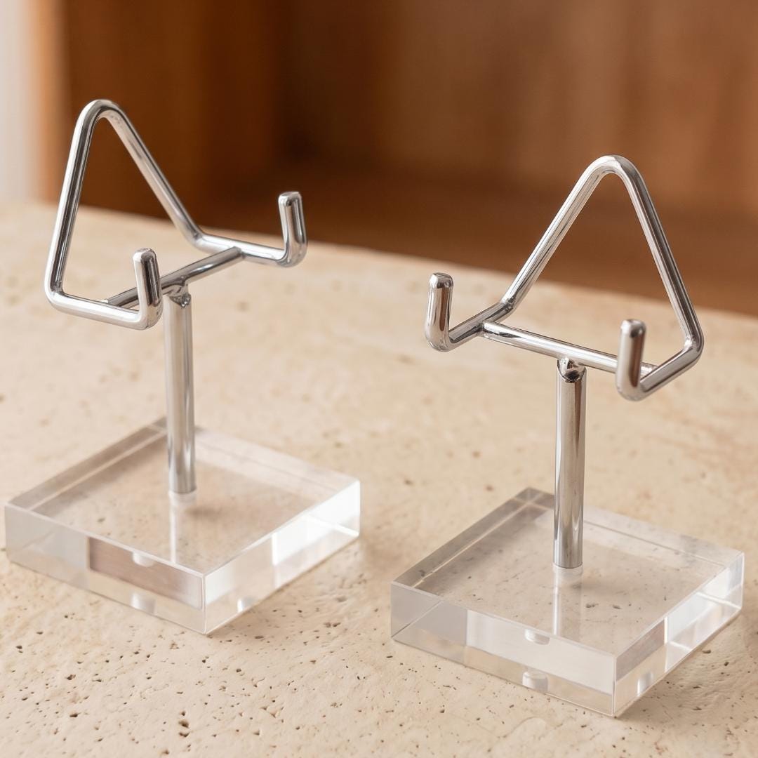 4 Prong Acrylic Crystal Display Stand, Mineral Rock Geode Specimen Holder,  Fossil Pedestal Base, Desk Decor Gift