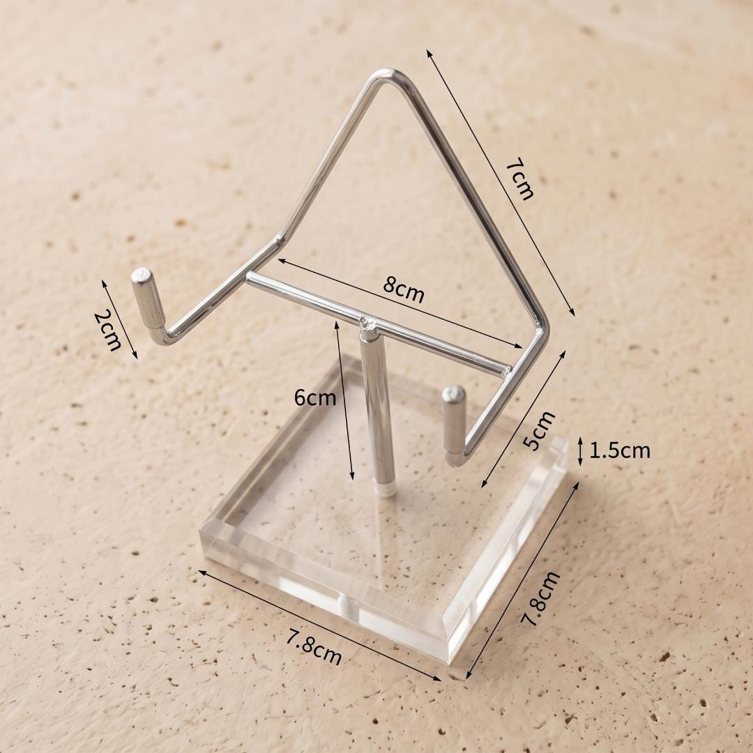 4 Prong Acrylic Crystal Display Stand, Mineral Rock Geode Specimen Holder,  Fossil Pedestal Base, Desk Decor Gift