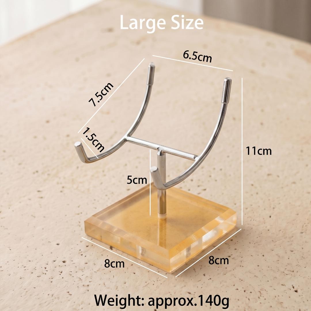 4-Prong Acrylic Crystal Display Stand for Large Geodes & Fossils, Heavy Duty Metal Arm Mineral Specimen Pedestal, Unique Collector Gift