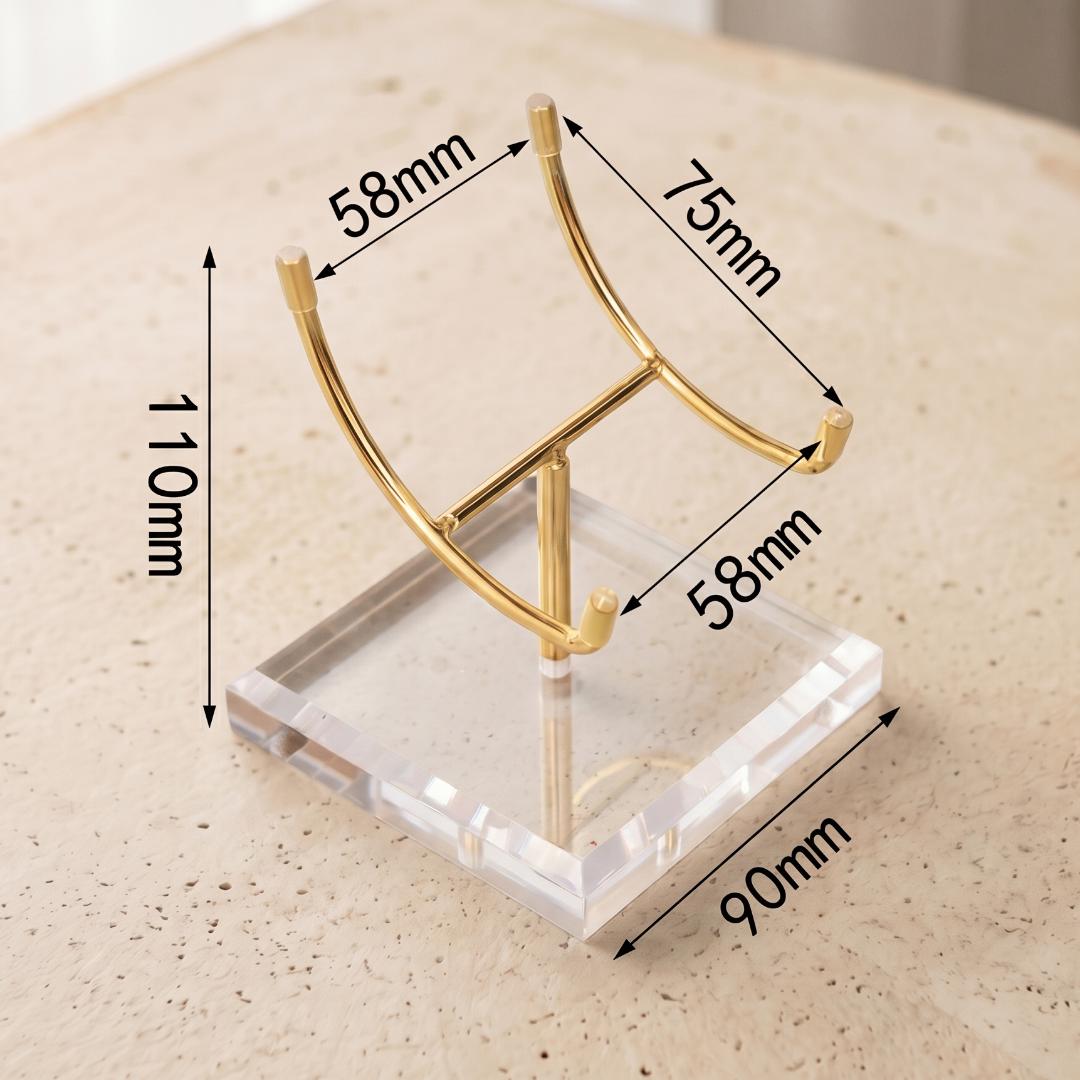 4-Prong Acrylic Crystal Display Stand for Large Geodes & Fossils, Heavy Duty Metal Arm Mineral Specimen Pedestal, Unique Collector Gift