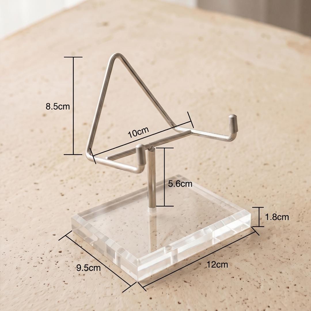 Acrylic Crystal Amethyst Stand, 4-Prong Mineral Specimen Holder for Heavy Geodes & Fossils, Clear Stone Pedestal Base, Unique Collector Gift