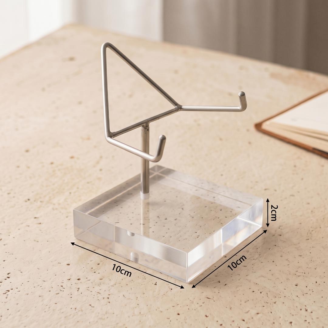 Acrylic Crystal Amethyst Stand, 4-Prong Mineral Specimen Holder for Heavy Geodes & Fossils, Clear Stone Pedestal Base, Unique Collector Gift