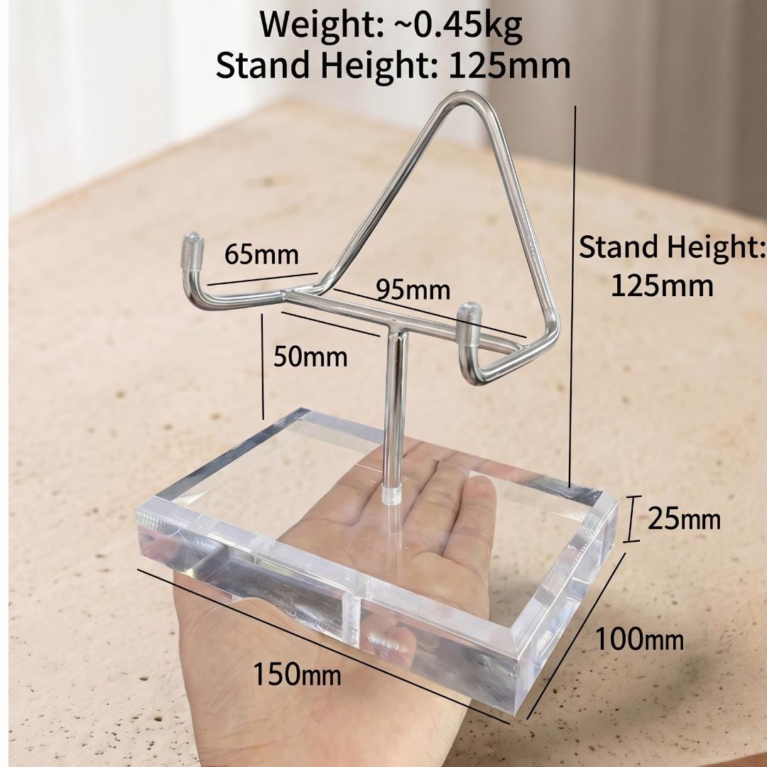 Acrylic Crystal Amethyst Stand, 4-Prong Mineral Specimen Holder for Heavy Geodes & Fossils, Clear Stone Pedestal Base, Unique Collector Gift